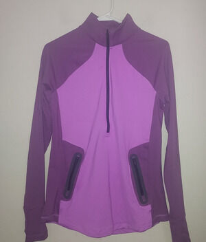 Under Armour Womens Shirt Med Pullover ColdGear Reactor 1/2 Zip Fitted Purple